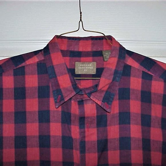 HAGGAR, XL, MEN'S, RED & BLACK, PRE-OWNED, LAUNDERED, GENTLY WORN, S.S. SHIRT - Picture 1 of 2
